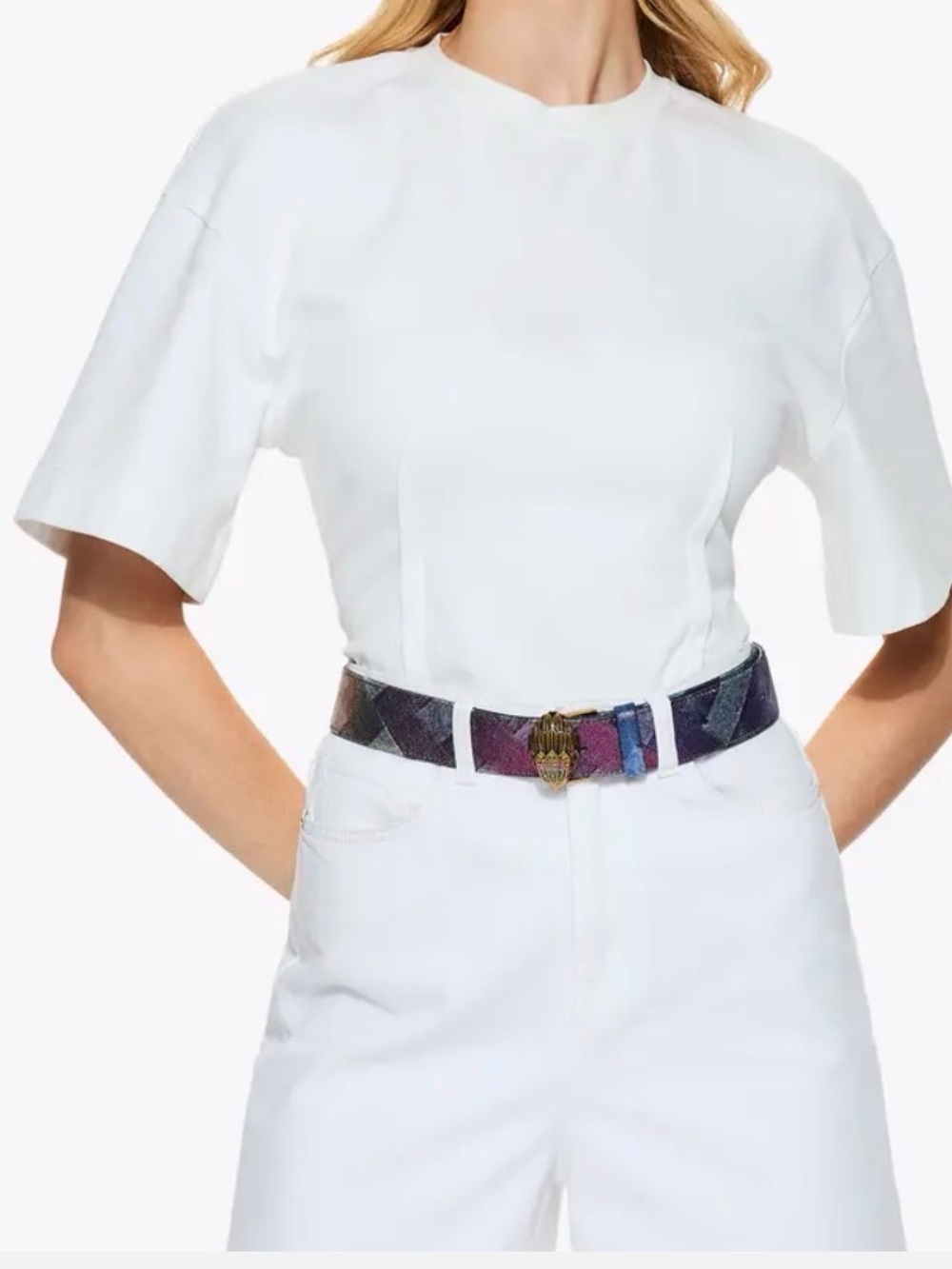 NWT KURT GEIGER KENSINGTON 38 belt pink/blue sz s/m $138 wow!!! - Picture 5 of 5